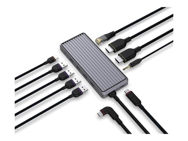 Unisynk 10 Port USB-C Hub 4K 60Hz 100W - Grey