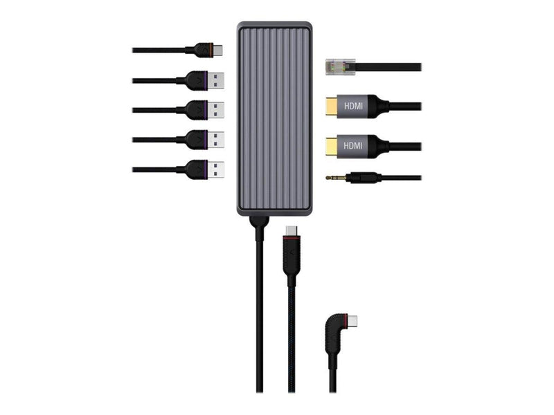 Unisynk 10 Port USB-C Hub 4K 60Hz 100W - Grey