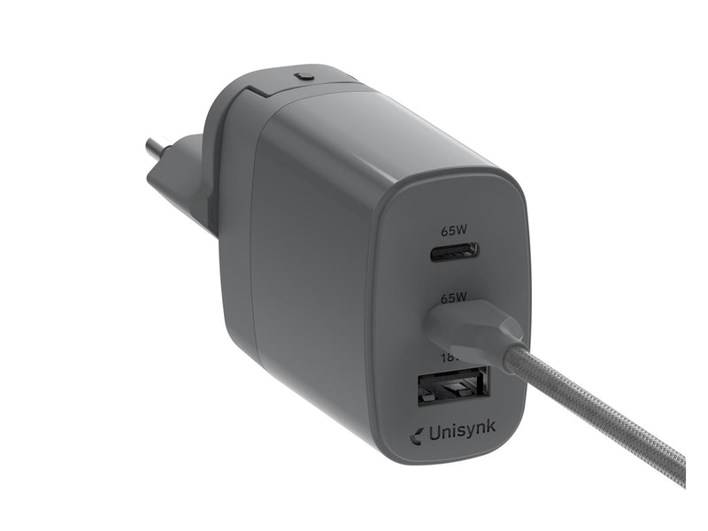 Unisynk 3 Port Global Multi-Charger Kit - 65W - Grey