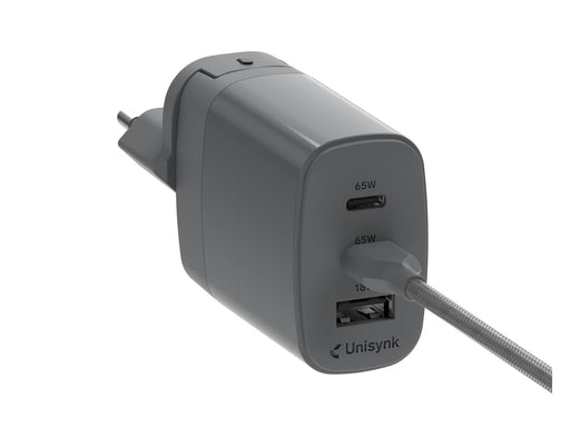 Unisynk 3 Port Global Multi-Charger Kit - 65W - Grey