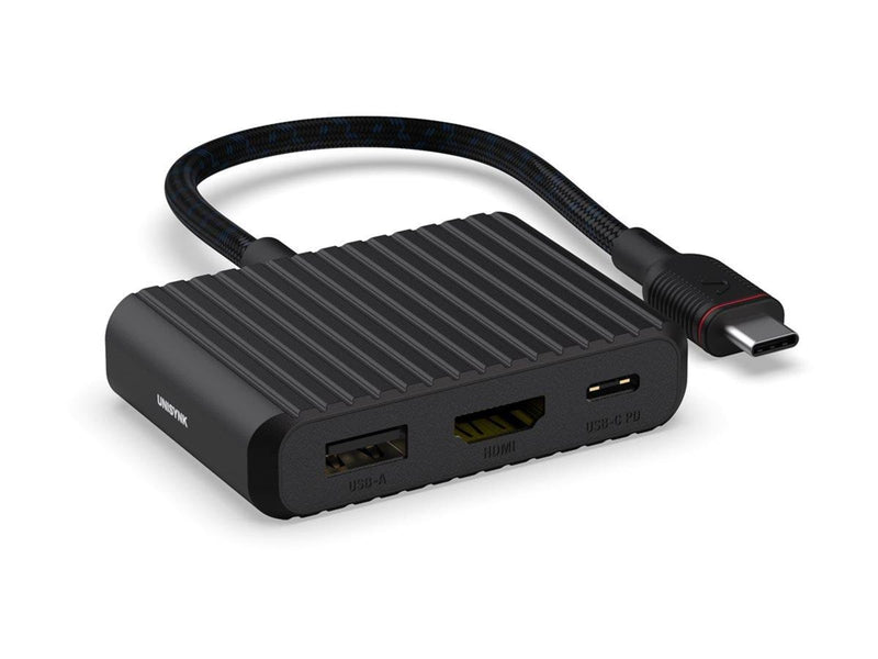 Unisynk 3 Port USB-C Hub V2 4K 60Hz 100W - Black
