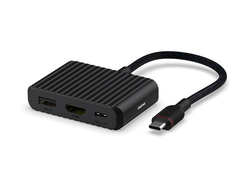 Unisynk 3 Port USB-C Hub V2 4K 60Hz 100W - Black
