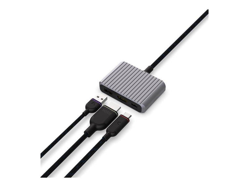 Unisynk 3 Port USB-C Hub V2 4K 60Hz 100W - Grey