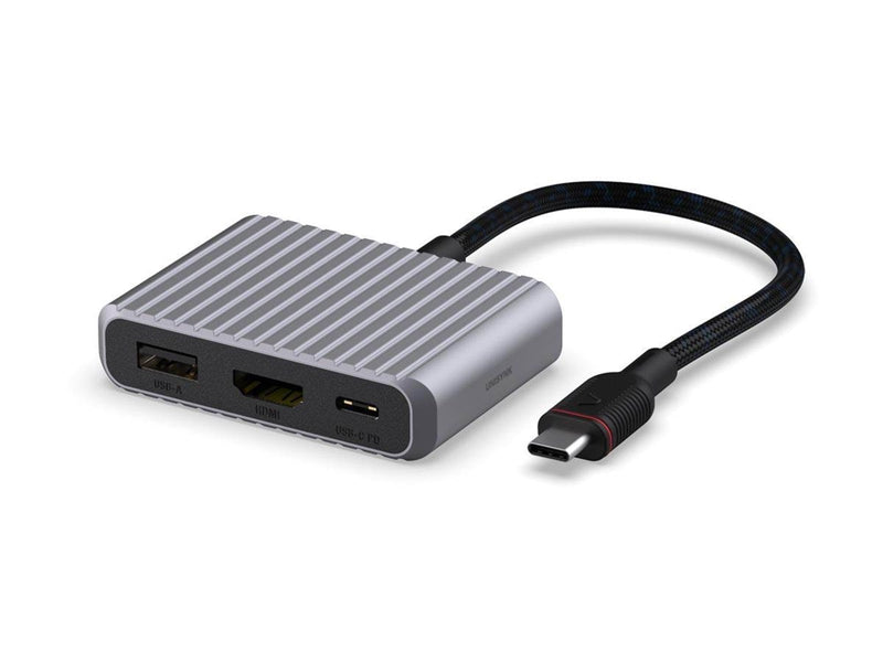 Unisynk 3 Port USB-C Hub V2 4K 60Hz 100W - Grey