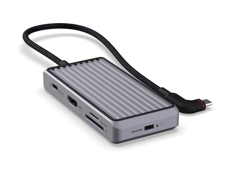 Unisynk 8 Port USB-C Hub V2 4K 60 HZ 100QW - Grey