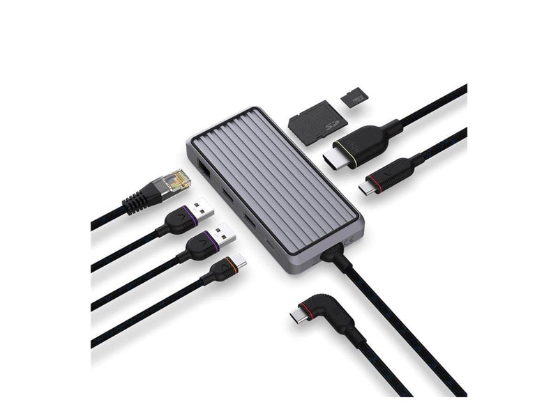 Unisynk 8 Port USB-C Hub V2 4K 60 HZ 100QW - Grey