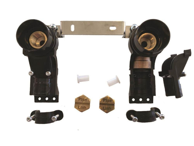 Unite double 15 mm x 1/2" wall connection push black