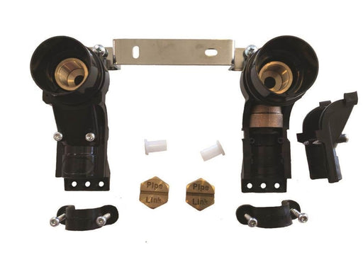 Unite double 15 mm x 1/2" wall connection push black