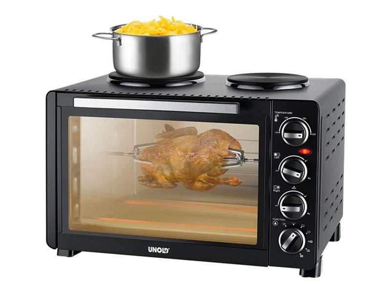 Unold 68885 All in One - electric oven with hot plates - black