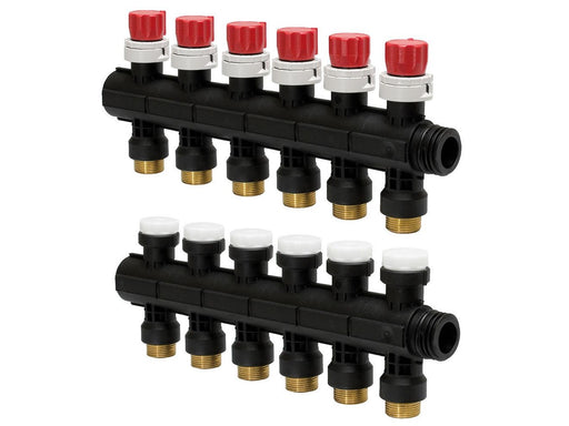 Uponor vario plus manifold w. valve ls 6x 3/4 euro