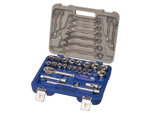 VAERK Socket wrench set 1/2" 33 parts 8-19mm ring spanners 8-32mm 1/2" sockets 1/2" ratchet wrench 1/2" extension 125+250mm 1/2" cardan joint 1/2" slide