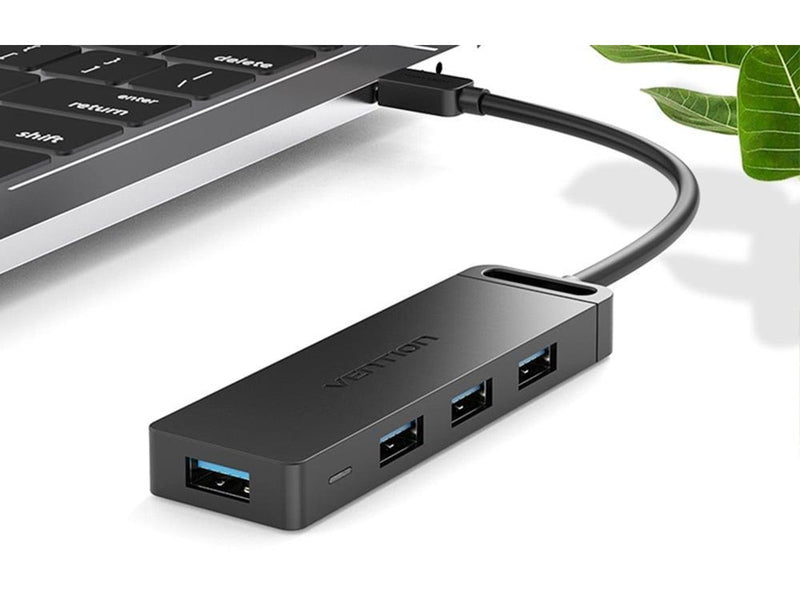 Vention Hub 5in1 with 4 Ports USB 3.0 and USB-C cable 0.15m Black USB-Hubs - USB 3.0 - 4 - Schwarz