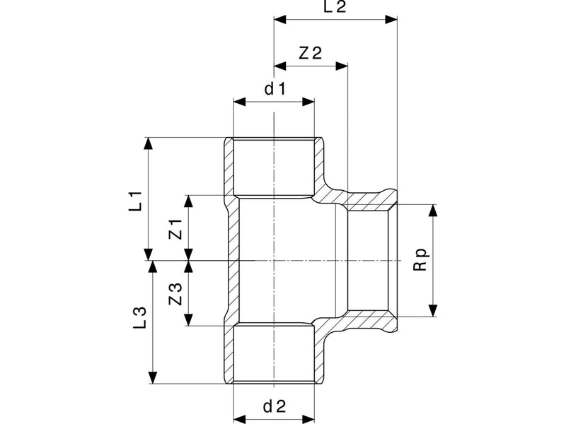 Viega T-piece 15 x 1/2" x 15 mm gunmetal