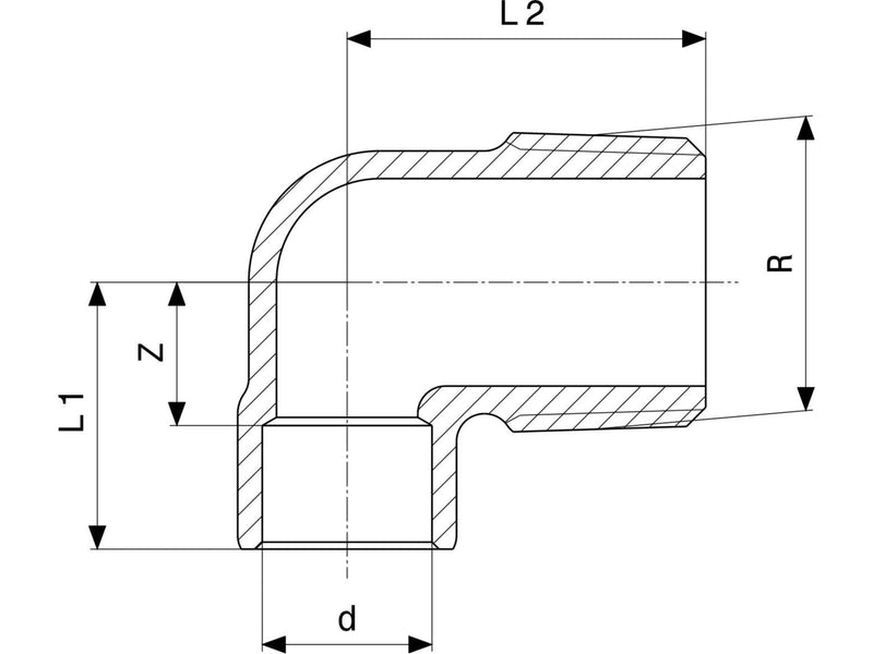 Viega Transition angle 90° sleeve/nipple 15 mm x 1/2" gunmetal