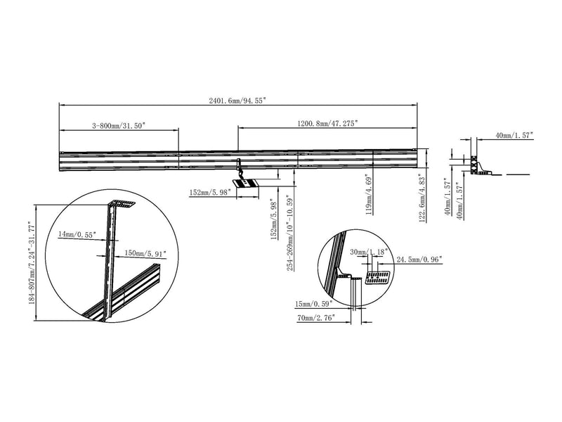 Vision mounting kit - for 3 flat panels - landscape - powder coated matte black - Max 120 kg - recommended for 43"