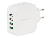 Vivanco 4xUSB Home Charger 4.8A Automatic White