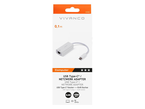 Vivanco USB-C <-> RJ45 1000Mbps network adapter 0.1m White