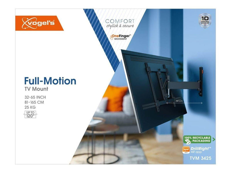 Vogel's Comfort TVM 3425 mounting kit - full-motion - for flat panel - black - Max 25 kg - recommended for 65"