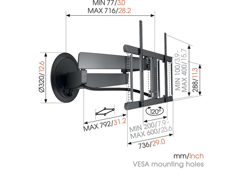 Vogel's SIGNATURE TVM 7655 - Designmount - Black - Max 35 kg - recommended for 40"-77"