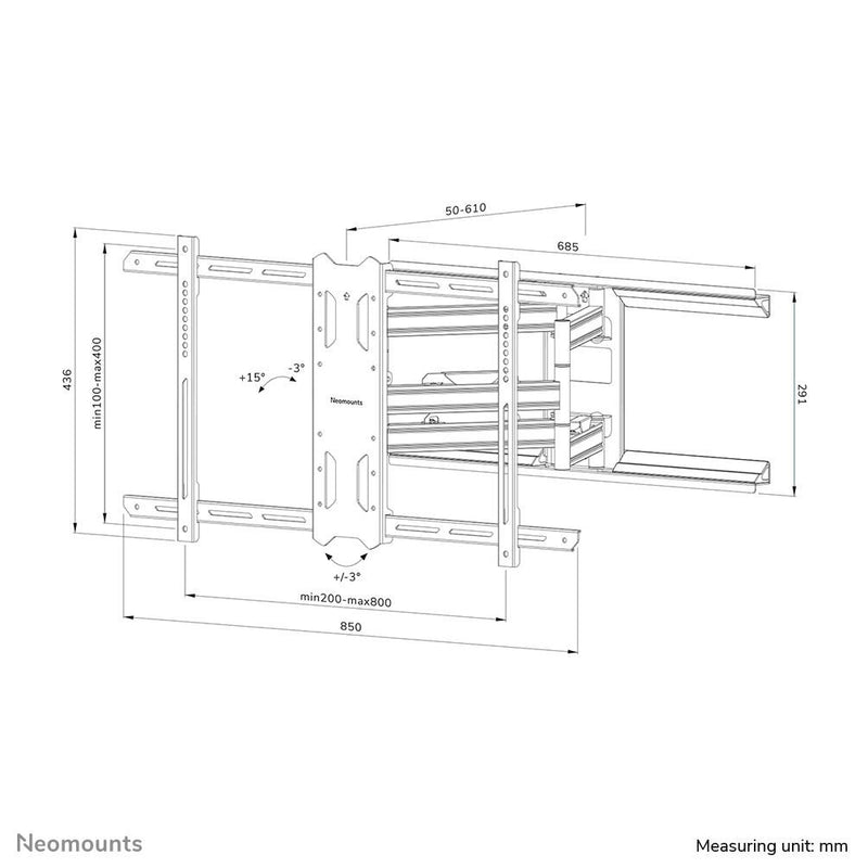 Neomounts WL40S-850BL18 voll bewegliche Wandhalterung für 43-86' Bildschirme - Schwarz