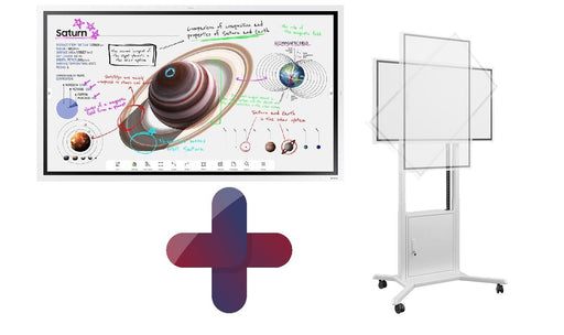 Samsung Flip Pro WM55B Flipchart 138,7 cm 55 Zoll inkl. HAGOR HP Twin Lift M-Flip motorisierter Rollwagen höhenverstell-