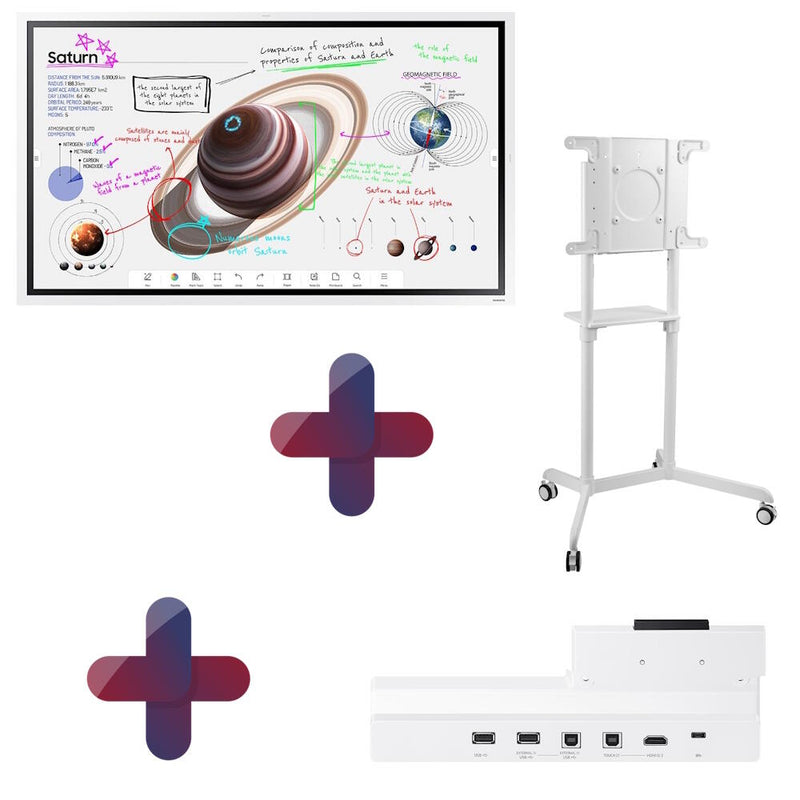 Samsung Flip Pro WM55B Flipchart 138,7 cm 55 Zoll + Peerless TRVT-FLIP2 mobiler Rollwagen + Samsung Flip Pro Tray CY-TF6