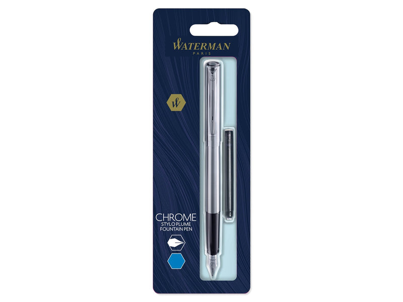 Waterman Allure Füllfederhalter | Edelstahl | Feine Feder | Blaue Tinte
