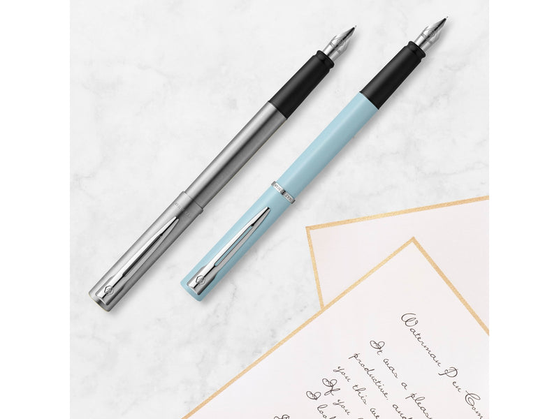 Waterman Allure Füllfederhalter | Edelstahl | Feine Feder | Blaue Tinte