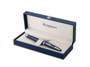 Waterman Carene Fountain Pen Blue Lacquer with palladium trim  18K Gold Medium Nib Blue Ink Gift Box