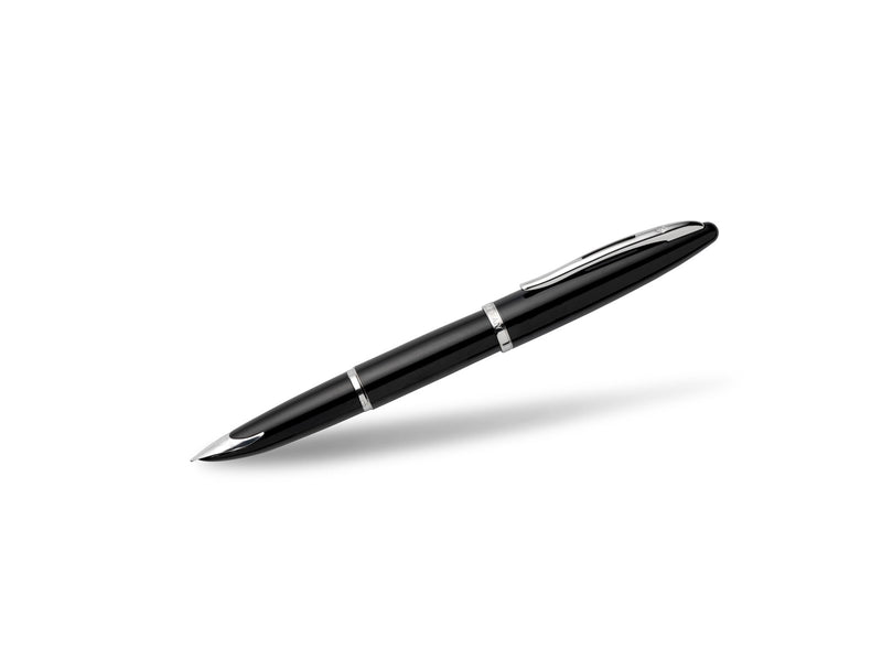 Waterman Carène Black Sea Füller | hochglänzend Schwarz mit Palladiumzierteilen | Füllfederhalter mit feiner Feder | blaue Tinte | Geschenkbox