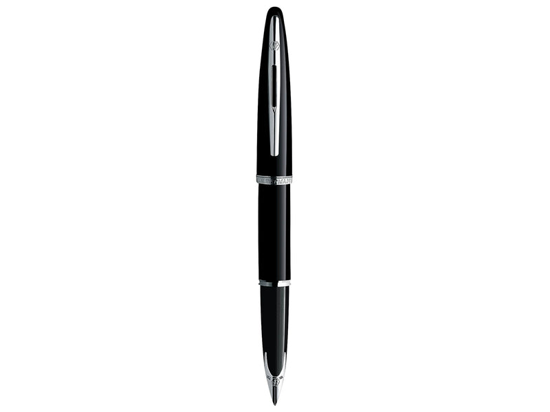 Waterman Carène Black Sea Füller | hochglänzend Schwarz mit Palladiumzierteilen | Füllfederhalter mit feiner Feder | blaue Tinte | Geschenkbox
