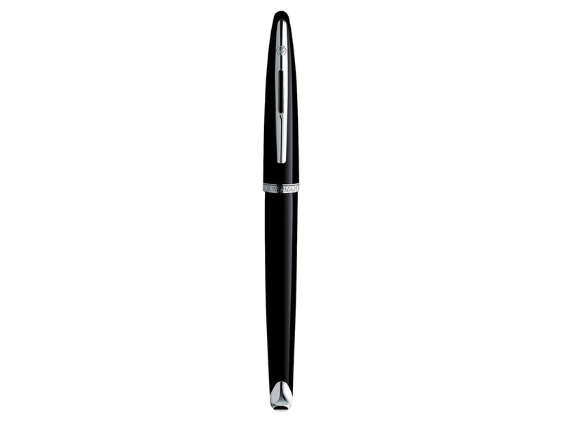 Waterman Carène Black Sea Füller | hochglänzend Schwarz mit Palladiumzierteilen | Füllfederhalter mit mittlerer Feder | blaue Tinte | Geschenkbox