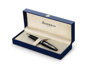 Waterman Carène Black Sea Kugelschreiber | hochglänzend Schwarz mit Palladiumzierteilen | mittlere Schreibspitze | blaue Tinte | Geschenkbox