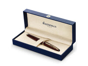 Waterman Carène Marine Amber Füller | hochglänzend Braun & Schwarz mit Clip aus 23-karätigem Gold | Füllfederhalter mit feiner Feder | blaue Tinte | Geschenkbox