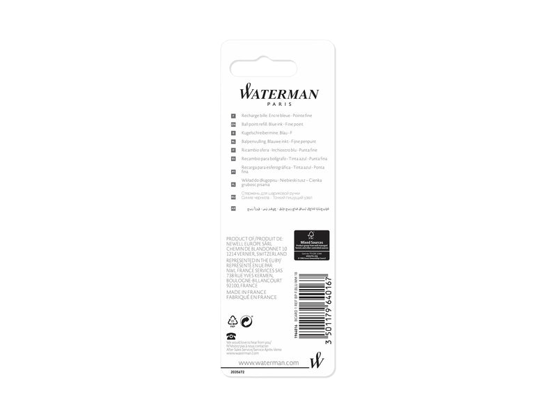 Waterman Ersatzmine für Kugelschreiber | feine Spitze | Blaue Tinte | 1 Stück