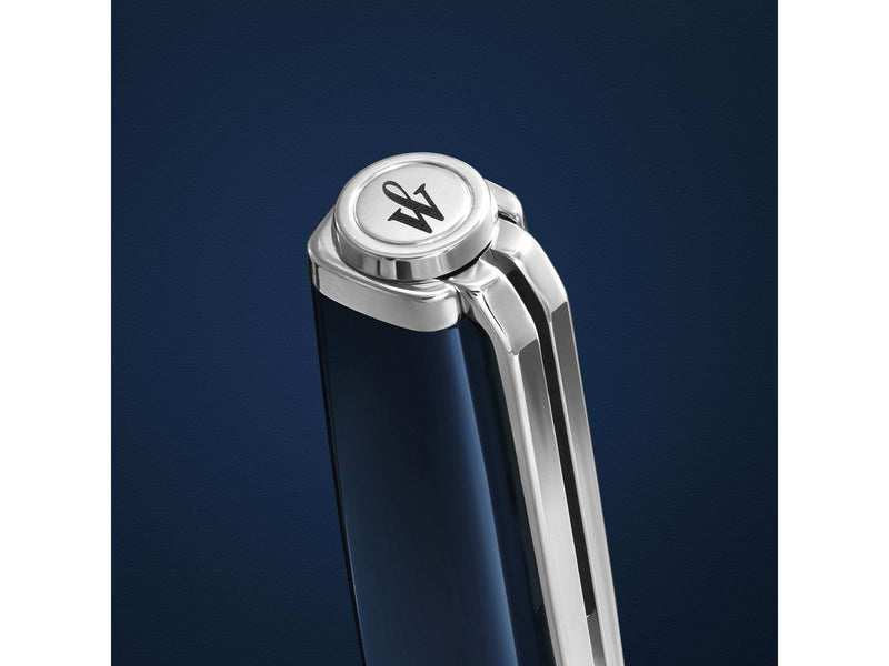 Waterman Exception Fountain Pen Blue Lacquer with Palladium trim 18K Gold Fine Nib Blue Ink Gift Box