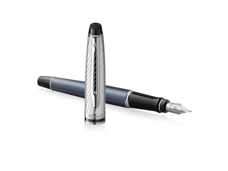 Waterman Expert Deluxe Füllfederhalter, Metall und steingraue Lackierung mit palladiumbeschichteten Zierteilen, Federbreite F mit Palladium