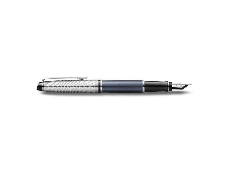 Waterman Expert Deluxe Füllfederhalter, Metall und steingraue Lackierung mit palladiumbeschichteten Zierteilen, Federbreite F mit Palladium
