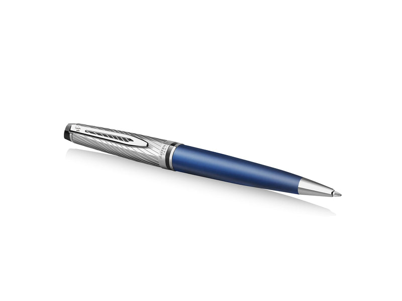 Waterman Expert Deluxe Kugelschreiber, Metall und blaue Lackierung mit palladiumbeschichteten Zierteilen, Mittlere Spitze