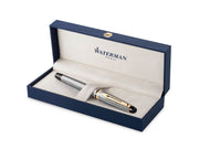 Waterman Expert Füller | Edelstahl mit Zierteile aus 23 K Gold | Füllfederhalter mit feiner Feder | Geschenkbox