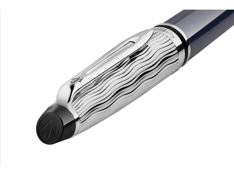 Waterman Expert Füller | Metall und blaue Lackierung | ziselierte Kappe | feine Feder aus Edelstahl | blaue Tinte | Geschenkbox |