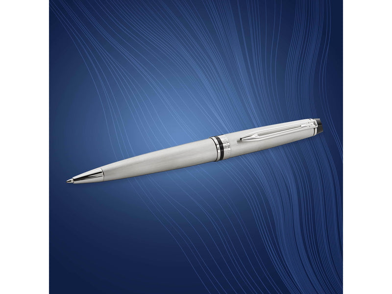 Waterman Expert Kugelschreiber | Edelstahl mit Chromzierteile | Mittlere Spitze | Blaue Tinte | Geschenkbox