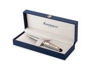 Waterman Expert Kugelschreiber | Edelstahl mit Zierteile aus 23 K Gold | Mittlere Spitze | Blaue Tinte | Geschenkbox