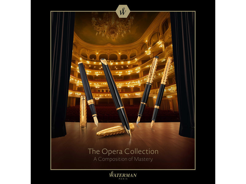 Waterman Expert 'The Opera Collection' Black & Gold G.T. Fountain pen M Blue ink