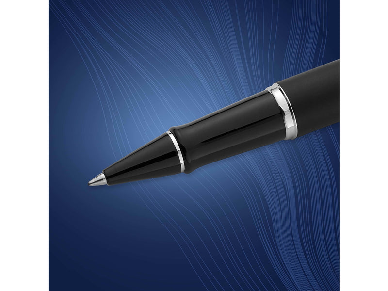 Waterman Expert Tintenroller | Mattschwarz | Chromzierteile| feine Spitze | Schwarz | Geschenkbox