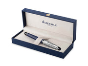 Waterman Expert Tintenroller | Metall und blaue Lackierung | ziselierte Kappe | schwarze Tinte | Geschenkbox
