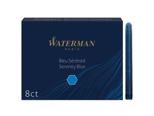 Waterman Füller-Tintenpatronen | Extra lang | Serenity Blue | 8 Stück