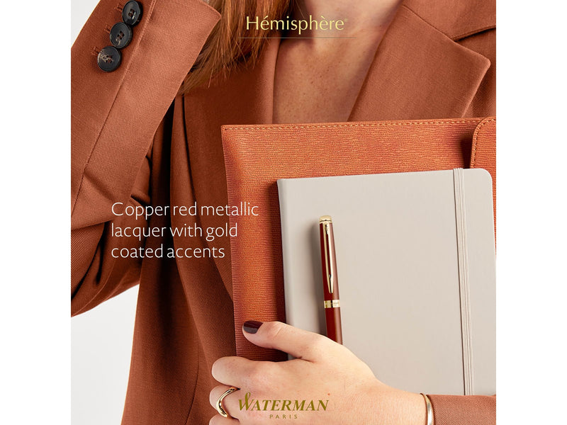 Waterman Hémisphère Fountain Pen | Copper Red (The Understated Edit Collection) | Fine Nib with Blue Ink | Gift Box