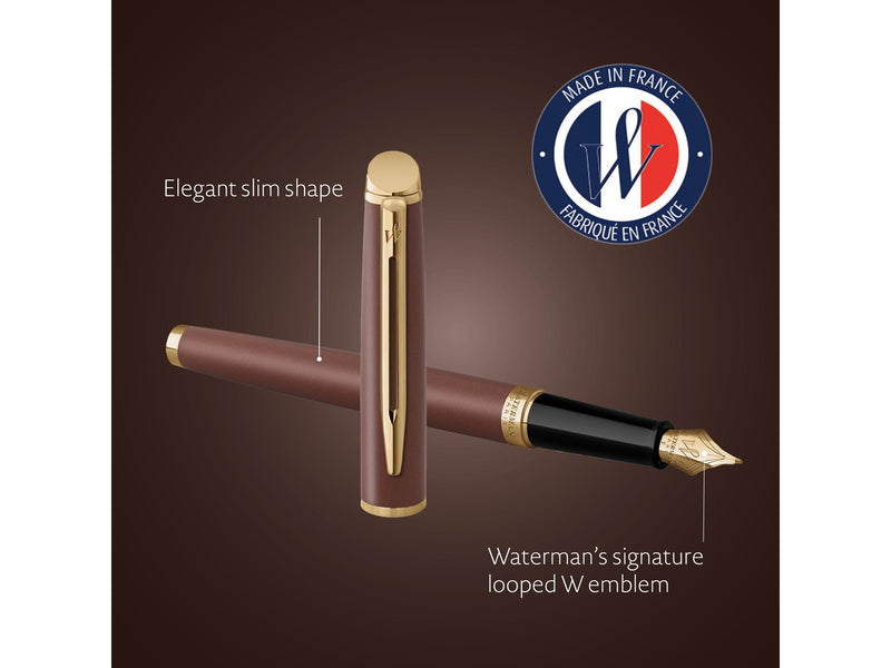 Waterman Hémisphère Fountain Pen | Copper Red (The Understated Edit Collection) | Medium Nib with Blue Ink | Gift Box
