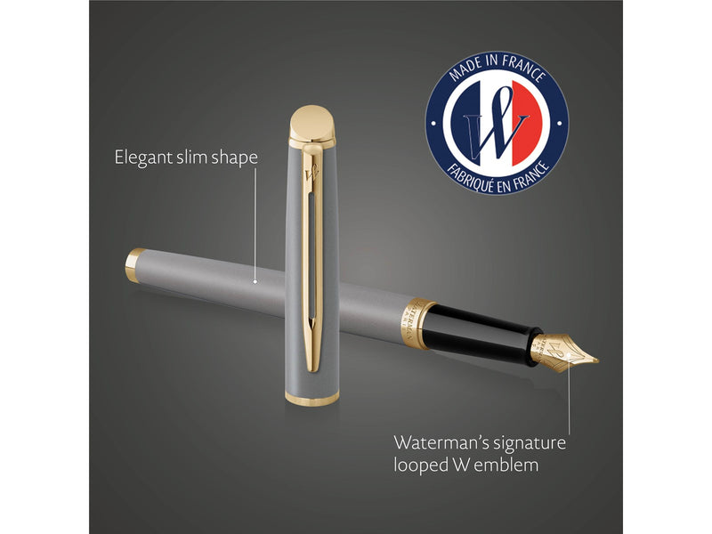Waterman Hémisphère Fountain Pen | Stone Grey (The Understated Edit Collection) | Medium Nib with Blue Ink | Gift Box